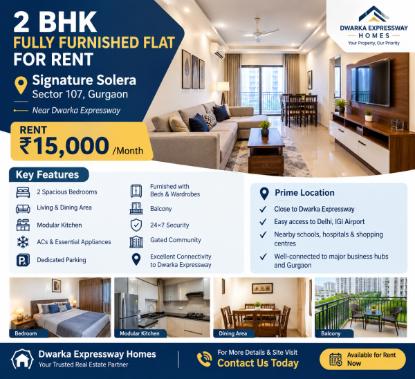 Signature Solera 2bhk furnished flat for rent